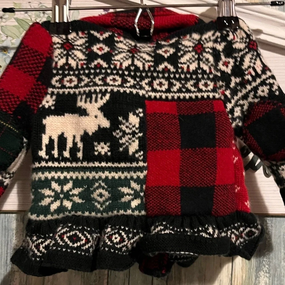 Ralph Lauren Kids Red and Black Knit Cardigan